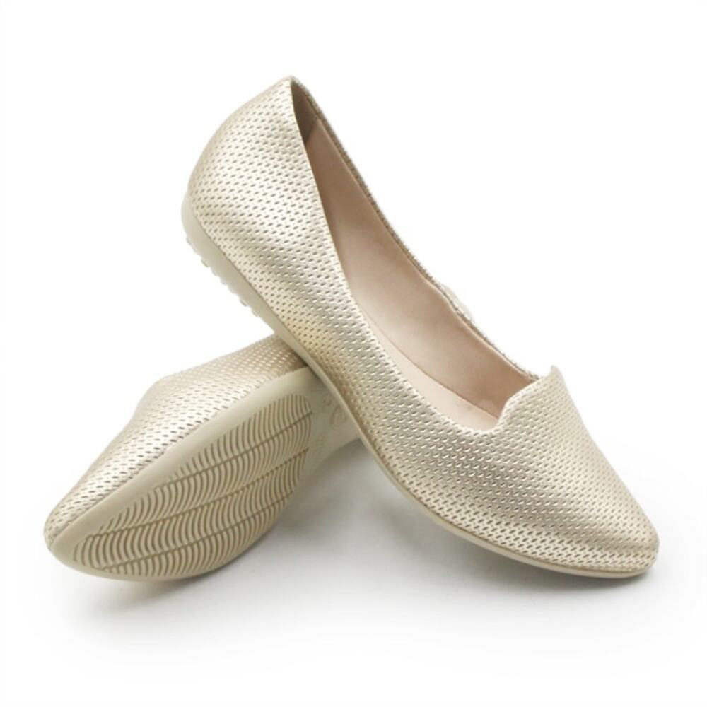 Bottero Gold Metallic Leather Ballet Flats Women’s Slip-On Comfort NEW/NIB